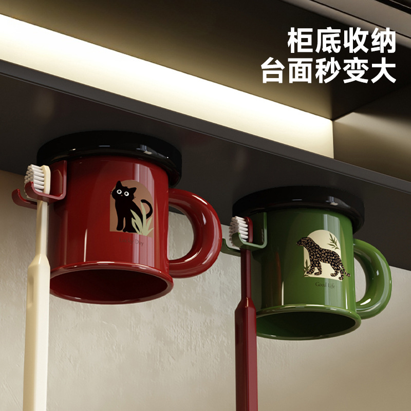 toothbrush holder bathroom toilet punch-free suction cup upside down non-water toothbrush rack household large mouthwash cup