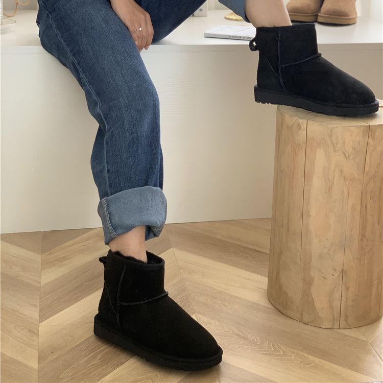 nomrΕugg冬新款雪地靴皮毛一体短筒一脚蹬保暖情侣棉鞋nomreugg