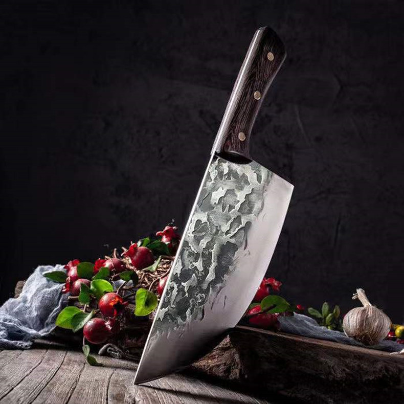 龙泉工艺锻打屠宰专用刀锋利猪肉分割刀加重大骨刀斩骨剥皮切肉刀