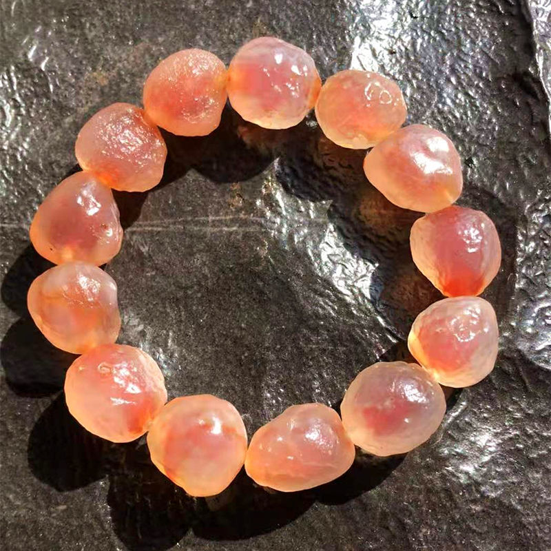 糖心玛瑙手链天然原石戈壁葡萄干红绿彩色单圈手串女款饰品-阿里巴巴