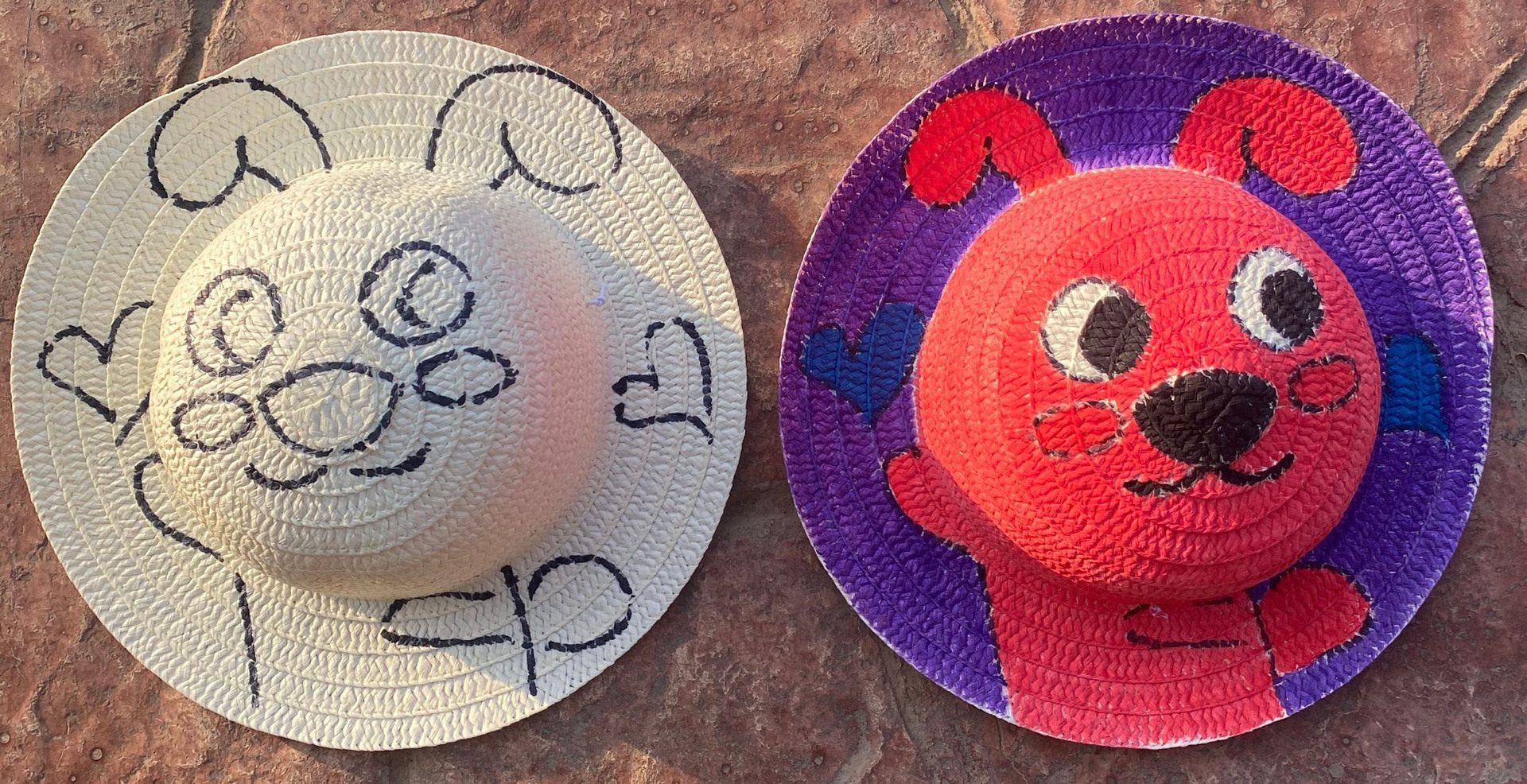 大童成人绘画草帽儿童地摊35cm涂鸦草帽diy地摊货源手工制作材料