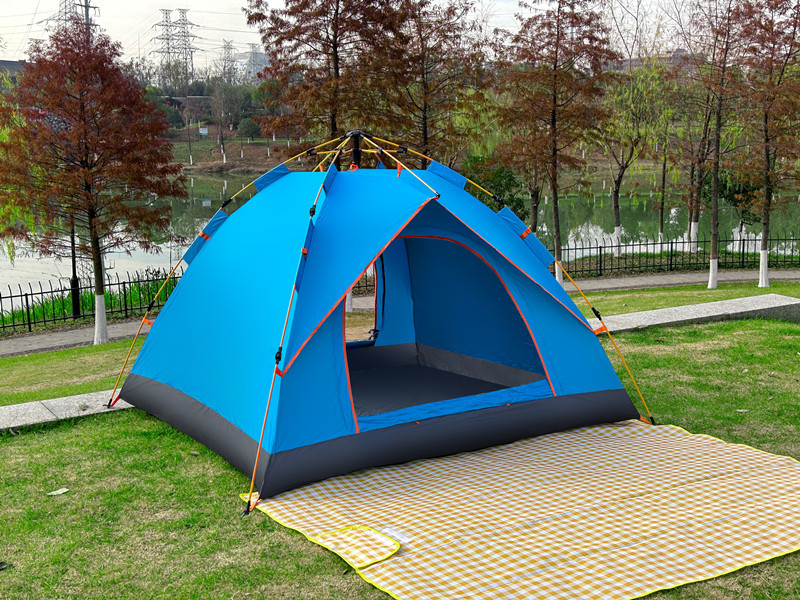 Tent Outdoor Folding Portable Double Automatic Camping Wild Camping Thickened Rain-Proof Picnic Indoor Children