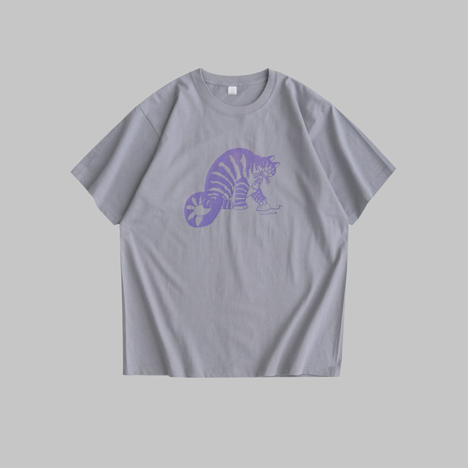 maminqin日杂风复古插画猫印花情侣短袖t恤vintage男女无性别teem