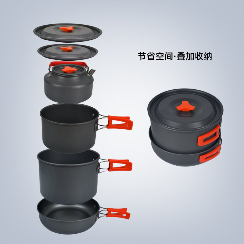 Outdoor Camping Kettle Pot Equipment Camping Picnic Supplies Portable Pot Set Cookware Kitchenware Tableware Set