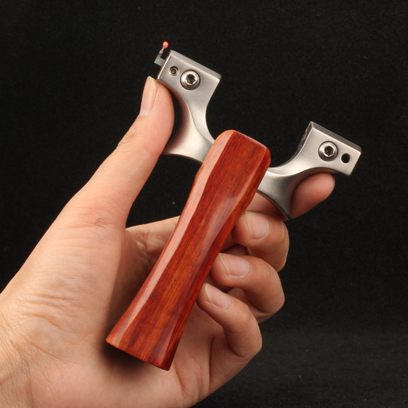 440数控钛钢夹片吃鸡弹弓免绑数控 高背实木紫檀手柄鸡王夹片弹弓