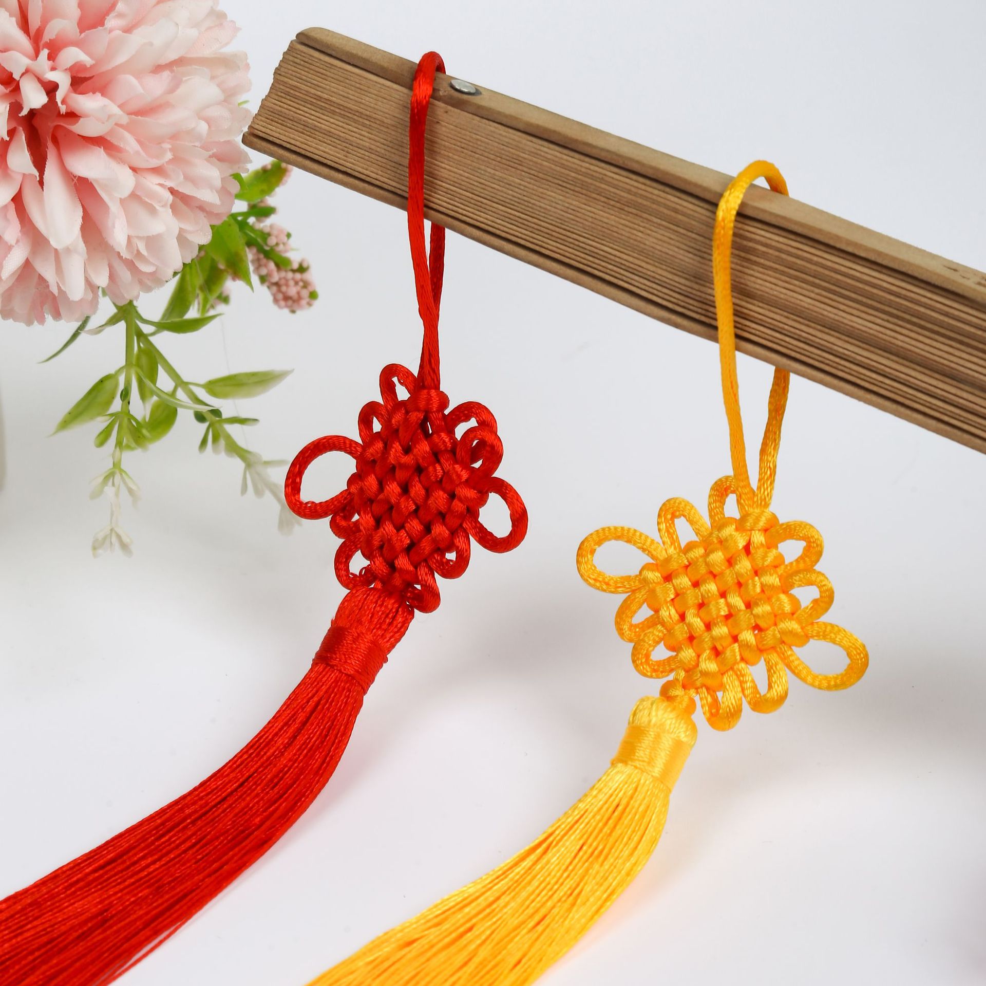 7号6盘中国结12cm流苏穗子红色扇坠配饰6盘节挂绳中国风服饰配件