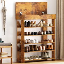 木制置物架带储物柜家用门后鞋子收纳柜创意多层木质收纳置物架
