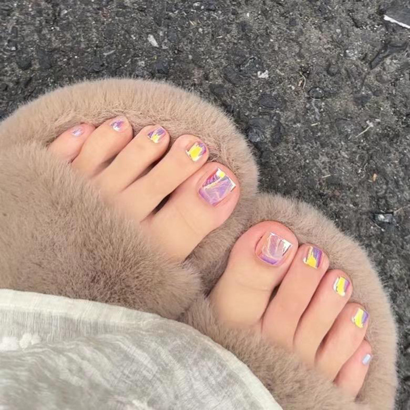 穿戴甲脚指甲新款镜面极光显白高级美甲片穿戴式甲片现货成品批发