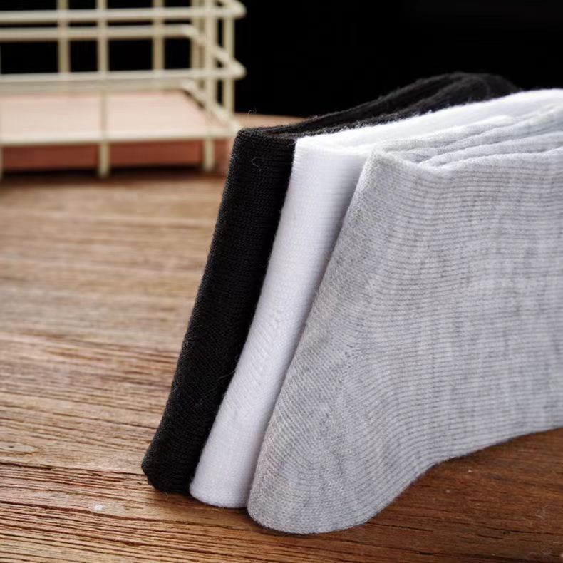 Socks Male and Female Middle Tube Deodorant Foot Bath Hotel Disposable Socks Supermarket Stall Pure Cotton Black White Gray Solid Color Socks