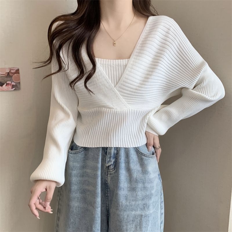 假两件别致针织衫女秋季2025新款设计感内搭打底衫高级感上衣毛衣