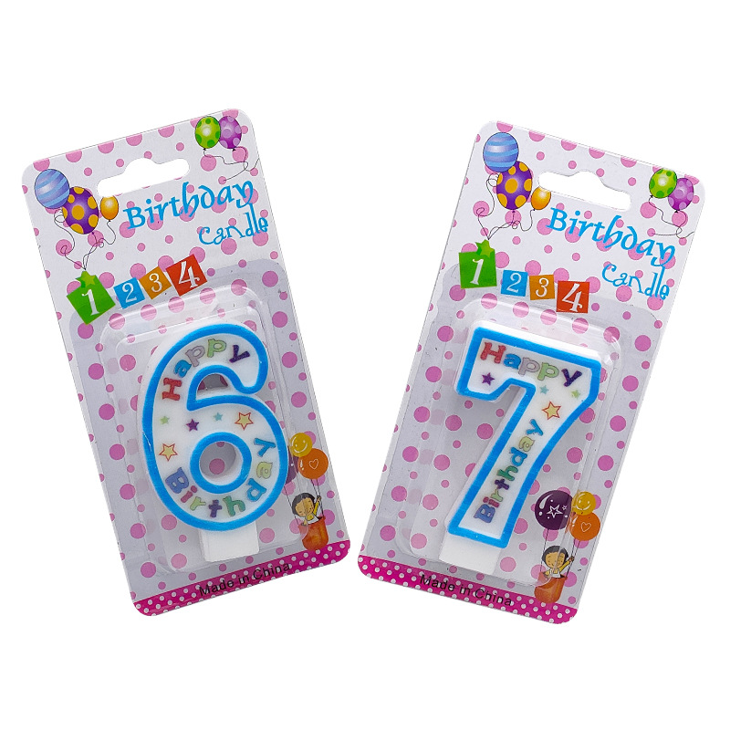 Digital Anniversary Network Red Candle 0-9 English Digital Birthday Party Candle Cake Decoration Card PVC Boxed