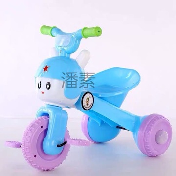 ps儿童三轮车1-3岁可折叠带音乐灯光小孩脚踏车男女宝宝卡通玩具