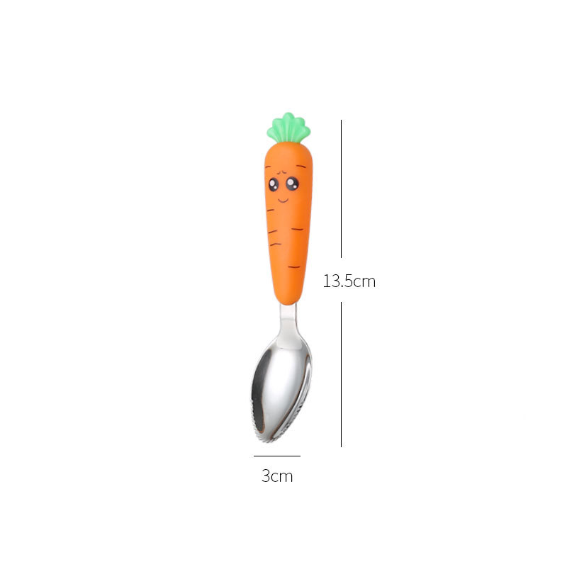 304 Stainless Steel Spoon Food Grade Children's Tableware Wholesale Cute Carrot Spoon Fork Mud Scraper Spoon