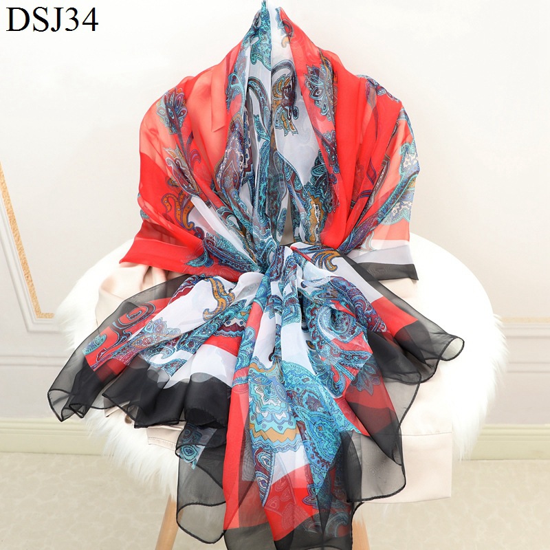 2022 Qingming Riverside Silk Scarf Sunscreen Scarf Women's Large Size Shawl Mother Travel UV Protection Scarf