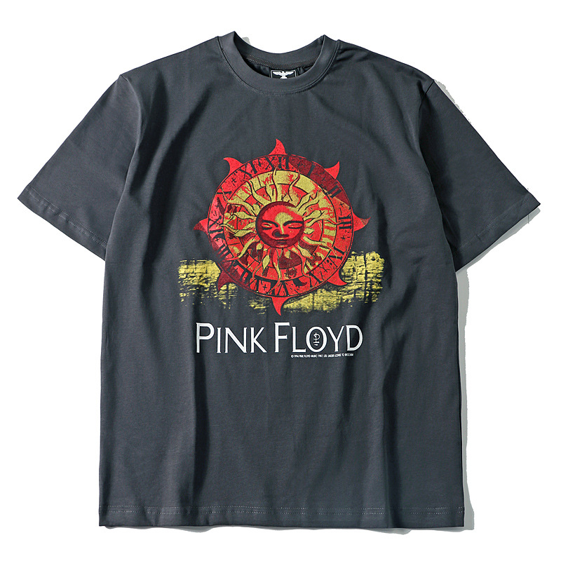 欧美ins侃爷kanye比伯pink floyd太阳神宽松落肩男短袖t恤t-shirt