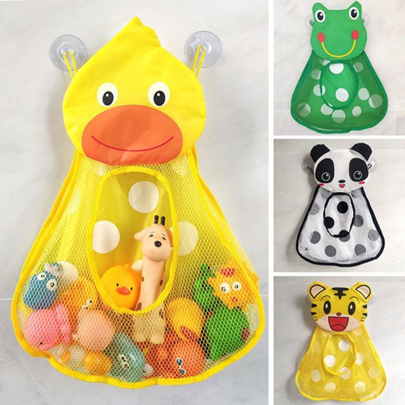 children‘s bathroom cartoon clutter storage hanging bag bathing toys storage mesh bag bathroom hanging bag with suction cup