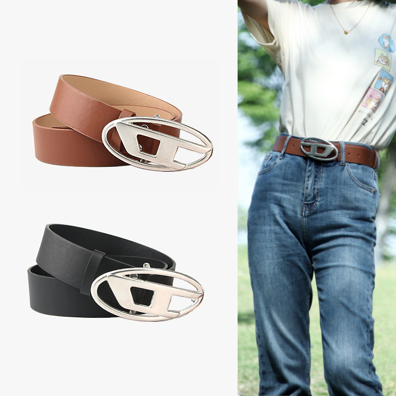 new american retro ins belt women‘s d-shaped alloy buckle belt men and women decoration jeans strap women‘s belt