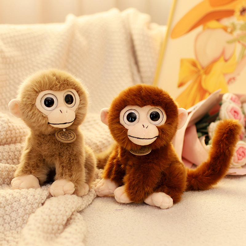 可爱仿真动物小猴子公仔毛绒玩具动物园大眼猴子玩偶男孩子布娃娃