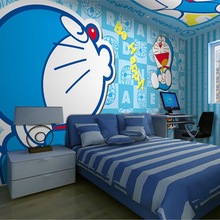 哆啦a梦儿童房壁纸卡通叮当猫男孩女孩卧室墙纸主题游乐场3d壁画