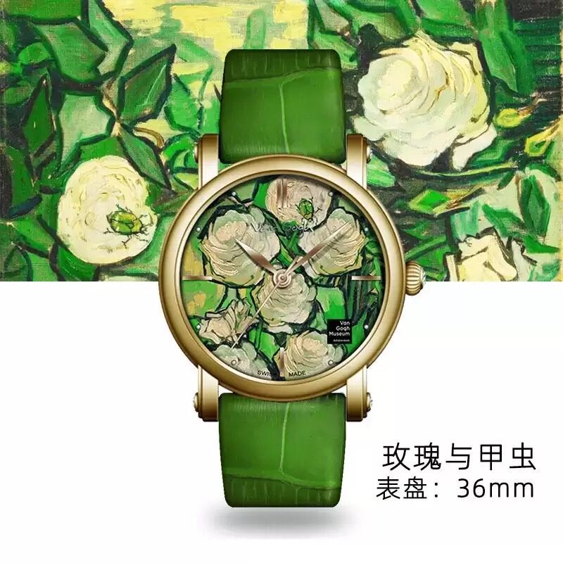 Van Gogh Rose Oil Painting Watch Female Retro Fashion Brand Student Quartz Women's Watch Genuine Original Imported Watch Wholesale