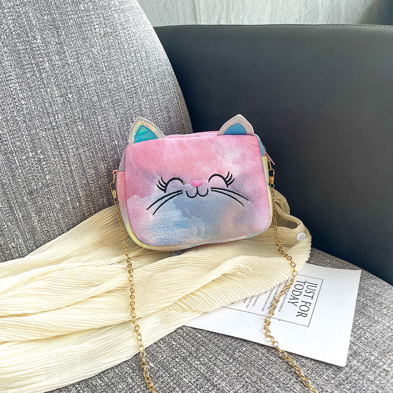 2021 Fashion Lovely Girl One Shoulder Messenger Bag Mini Contrast Color Ins Small Bag Cute Cat Women's Bag Summer New