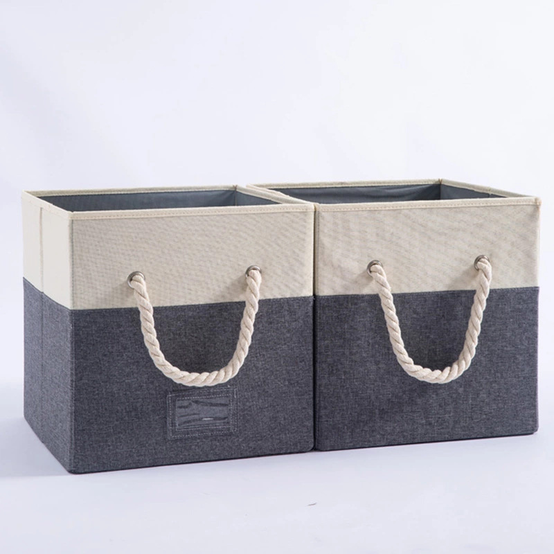 Uncovered Fine Linen Storage Box Foldable Fabric Art Hemp Rope Portable Steel Frame Storage Box Home Clothes Finishing Box