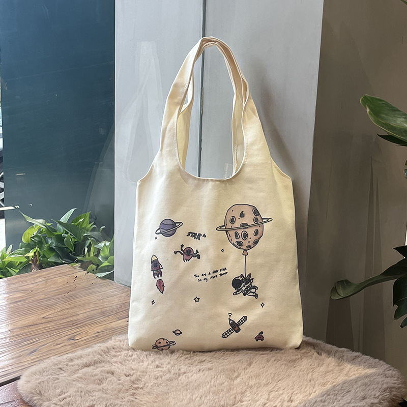 Canvas Bag Female Artistic Janpanese Partysu Shoulder Bag Student Class Hand Bag Simple Large Capacity Handbag