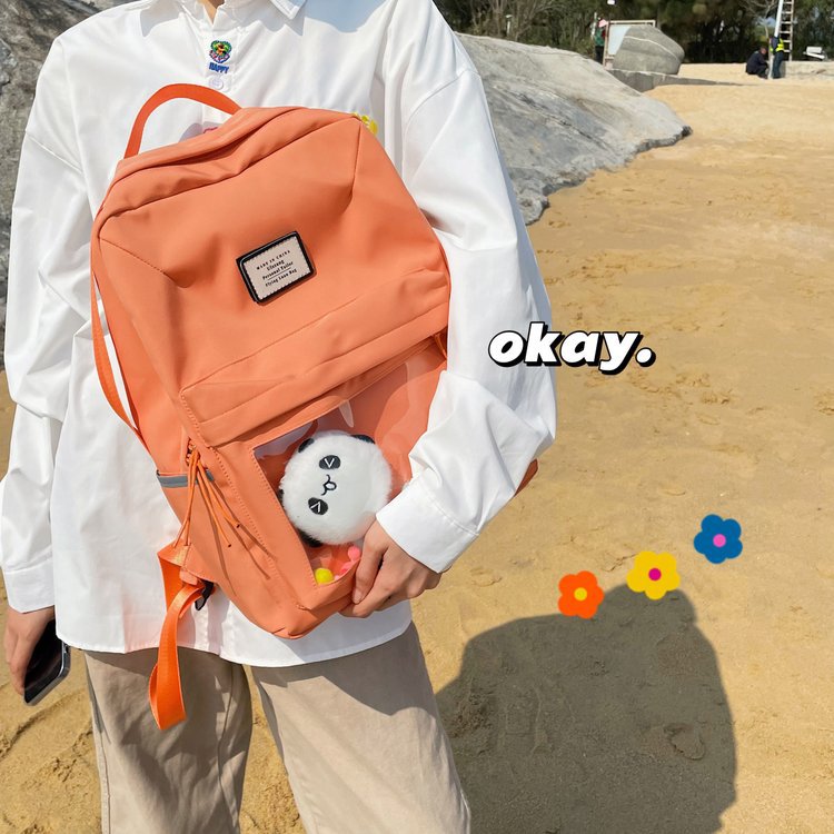 2022 Spring and Summer New Japanese College Style Fresh Funny Personality Transparent Soft Girl Student Cartoon Backpack Backpack Female