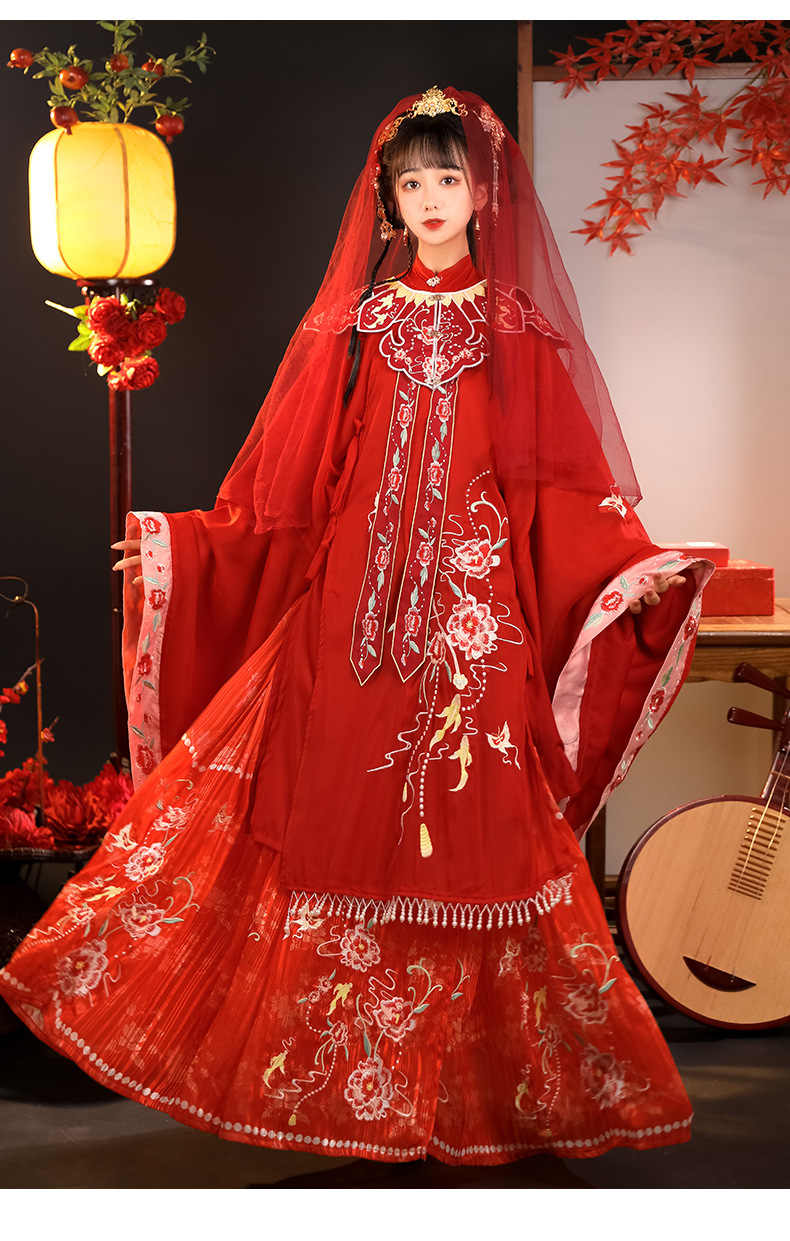 花琼韵汉服女宋制云肩婚服全套中式凤冠重工刺绣花嫁古风新娘服