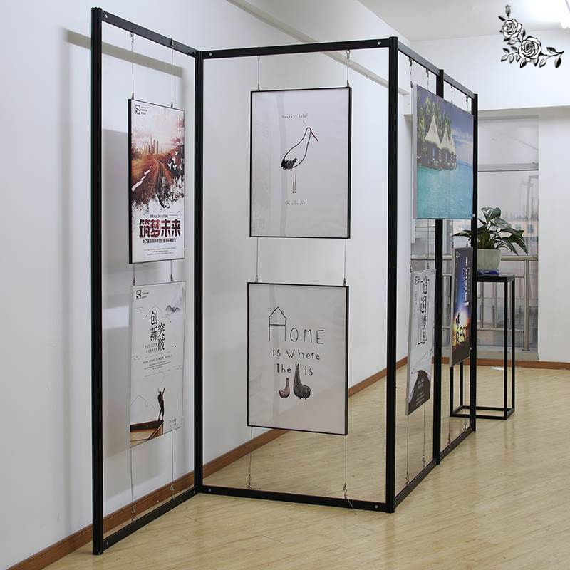 八棱柱展示架折叠屏风展板摄影美术作品书法画展学校海报校园创意