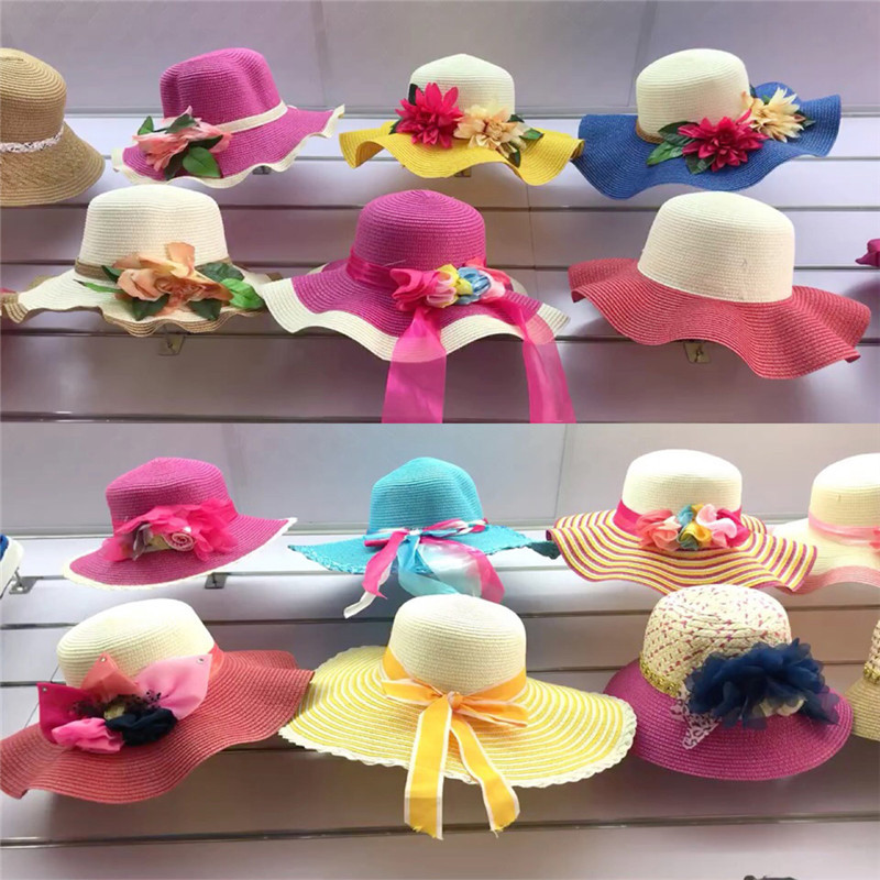 Women's Summer Hat Stall 10 Yuan Model Beach Scenic Spot Travel Cover Sun Protection Summer Big Brim Straw Hat Wholesale