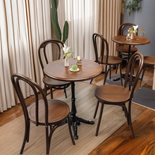 北欧风茶桌小吃店简约餐桌椅组合美式咖啡厅桌椅网红甜品实木椅子