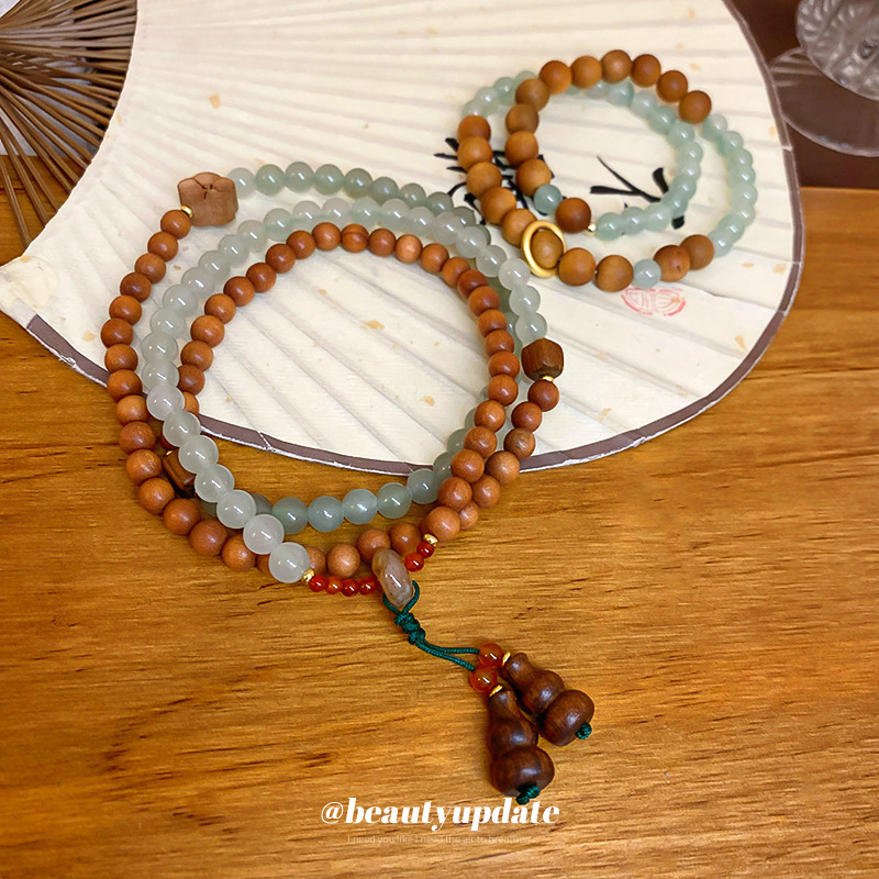 新中式多层檀木葫芦串珠手链中国风复古高级感手串小众轻奢手饰女