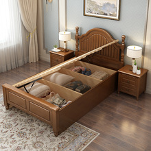 美式床全实木小户型单双人床1.35/1.2米二儿童高箱储物床简约现代