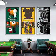斯诺克暴力熊挂画桌球室会酒店创意台球厅所装饰画俱乐部潮牌壁画