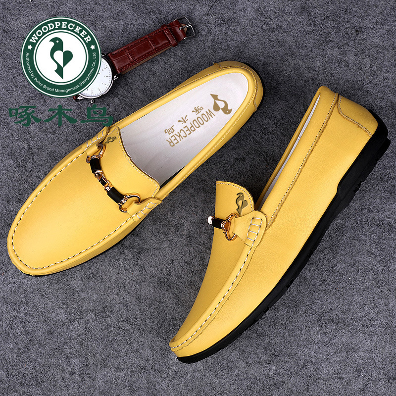 啄木鸟男鞋2024休闲皮鞋百搭轻质驾车一脚蹬豆豆鞋爸爸鞋-阿里巴巴