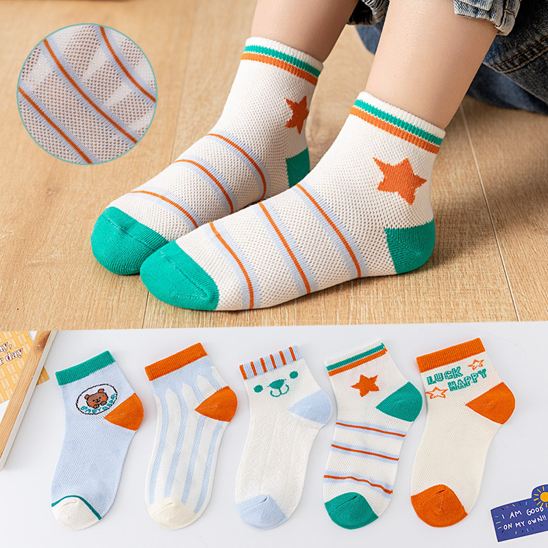 on Behalf of Cartoon Mesh Boat Socks Thin Mid-Calf Length Socks Spring and Summer Babies' Socks Baby Floor Socks Free Shipping Children's Socks