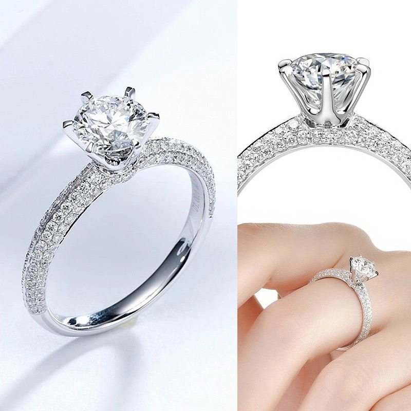 Imported Moissanite Diamond Ring 2 Karat Silver Couple Ring Male Wedding Proposal Birthday Gift Ring for Girlfriend