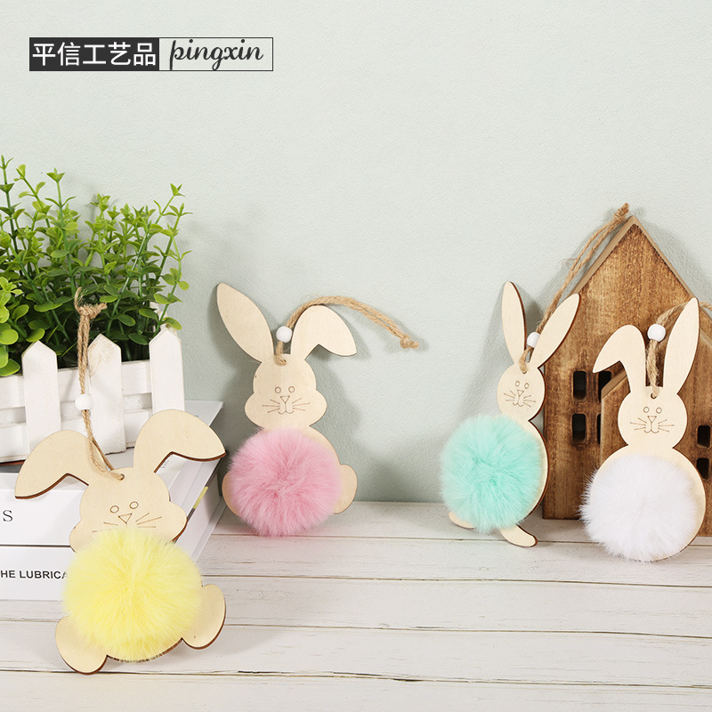 Cross-Border Easter Decorations Bunny Pendant Party Supplies Home Decoration Easter Egg Plush Pendant