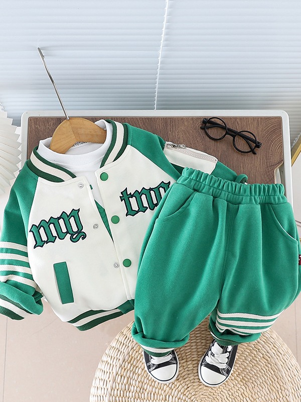 Children's Fashion Baseball Uniform 0-5 Years Old Spring Korean Children's Clothing Boys' Embroidered Letter Jacket Baby Spring and Autumn Suit