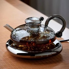 高硼硅玻璃鼠尾壶烟灰色玻璃泡茶壶带过滤玻璃煮茶壶电陶炉可用壶