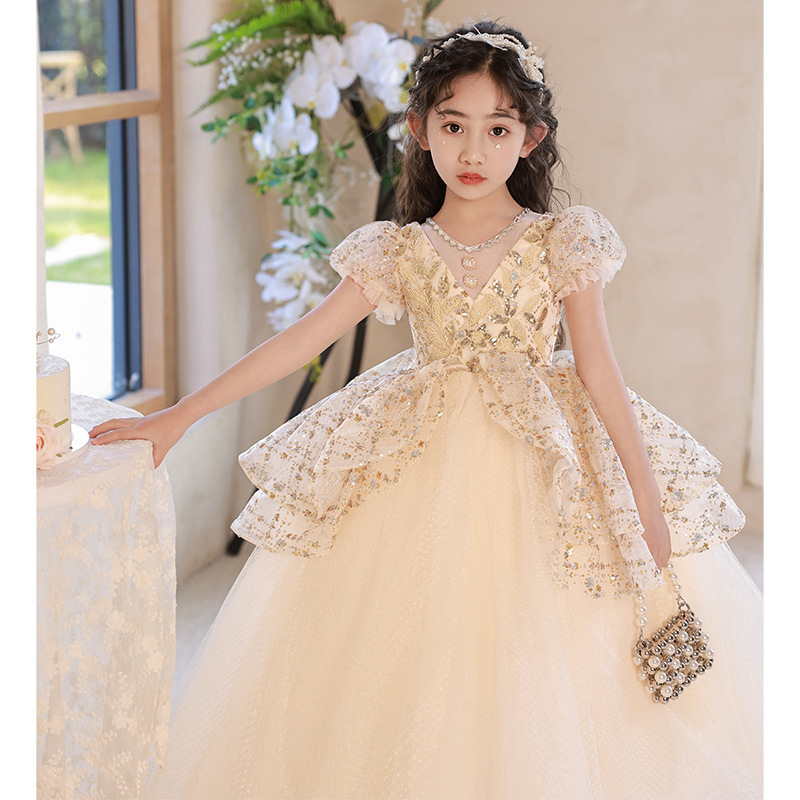 儿童礼服公主裙花童婚礼小女孩生日婚纱主持人女童钢琴演奏演出服