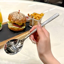 跨境不锈钢餐具韩式勺餐厅酒店高颜值咖啡勺长柄圆头勺甜品餐勺