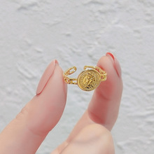 法式复古人像印章戒指女小众设计感气质开口戒网红时尚个性食指戒