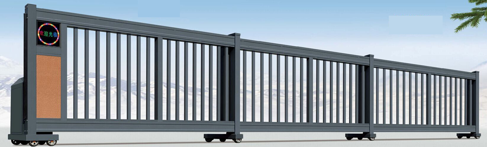 伸缩门小区工地学校厂房自动不锈钢收缩门无轨金属格栅