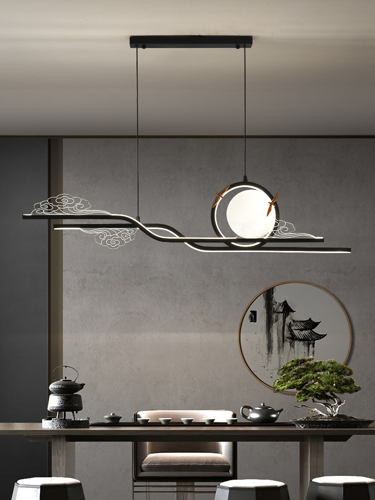 新中式吊灯中国风创意海浪大气山水灯饰中式餐厅吊灯禅意茶室吊灯