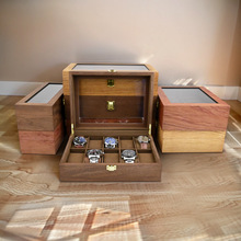 现货手表盒复古木质珠宝首饰手表收纳盒翻盖盒高档饰品盒包装盒