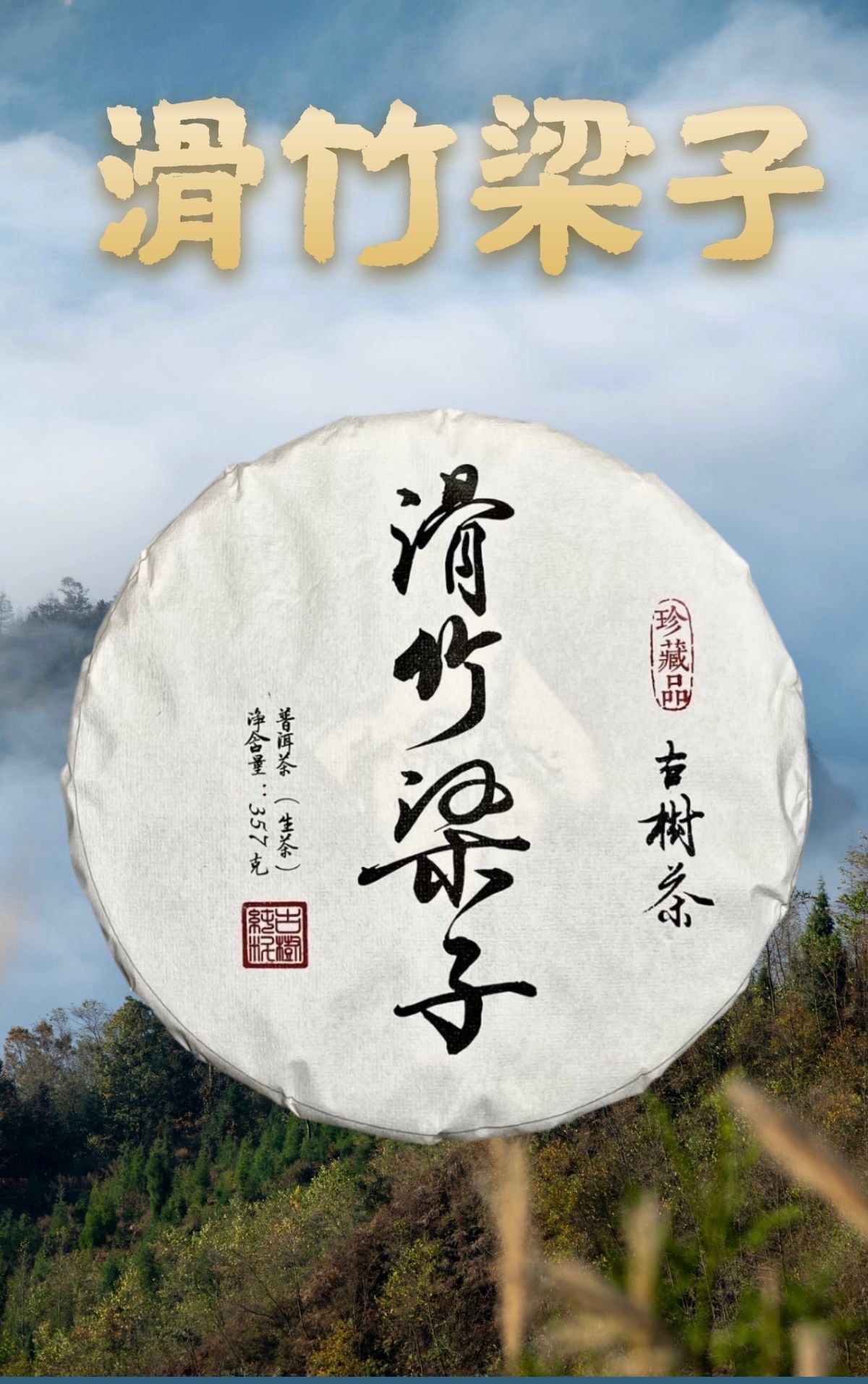 批发2020年普洱茶滑竹梁子357g普洱生茶云南普洱生茶饼茶叶口粮茶