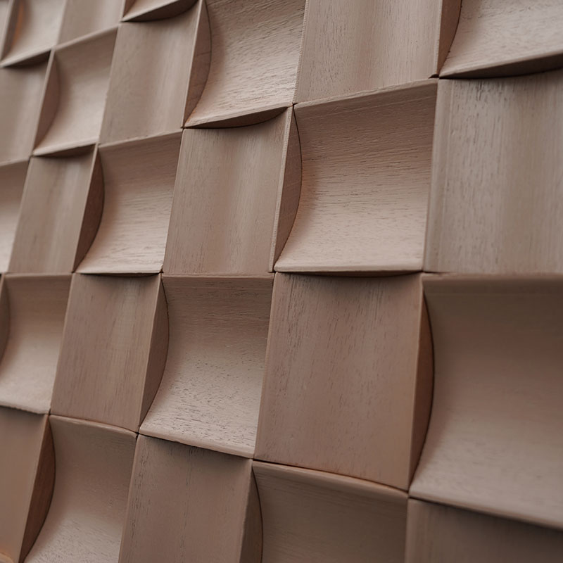 曲面半圆黑胡桃木原木实木茶扩散板吸音板墅酒店电视背景墙面装饰