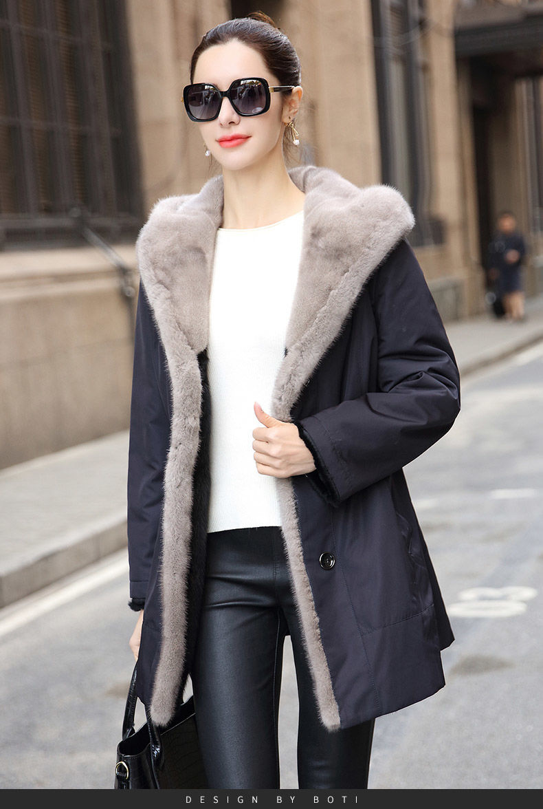 派克服女中长款2020新款仿水貂毛外套尼克服仿貂皮大衣仿皮草外套